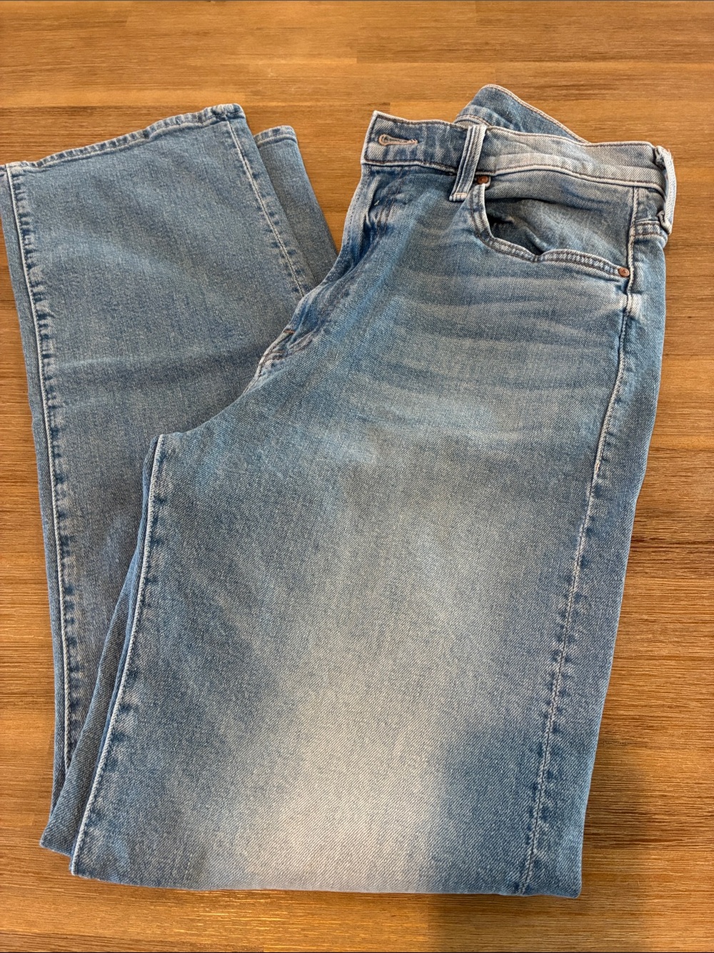 MOTHER The Ditcher Zip Flood Love On The Boat Blue Straight Leg Jeans